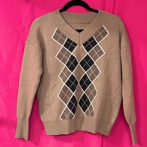 tan plaid cotton sweater